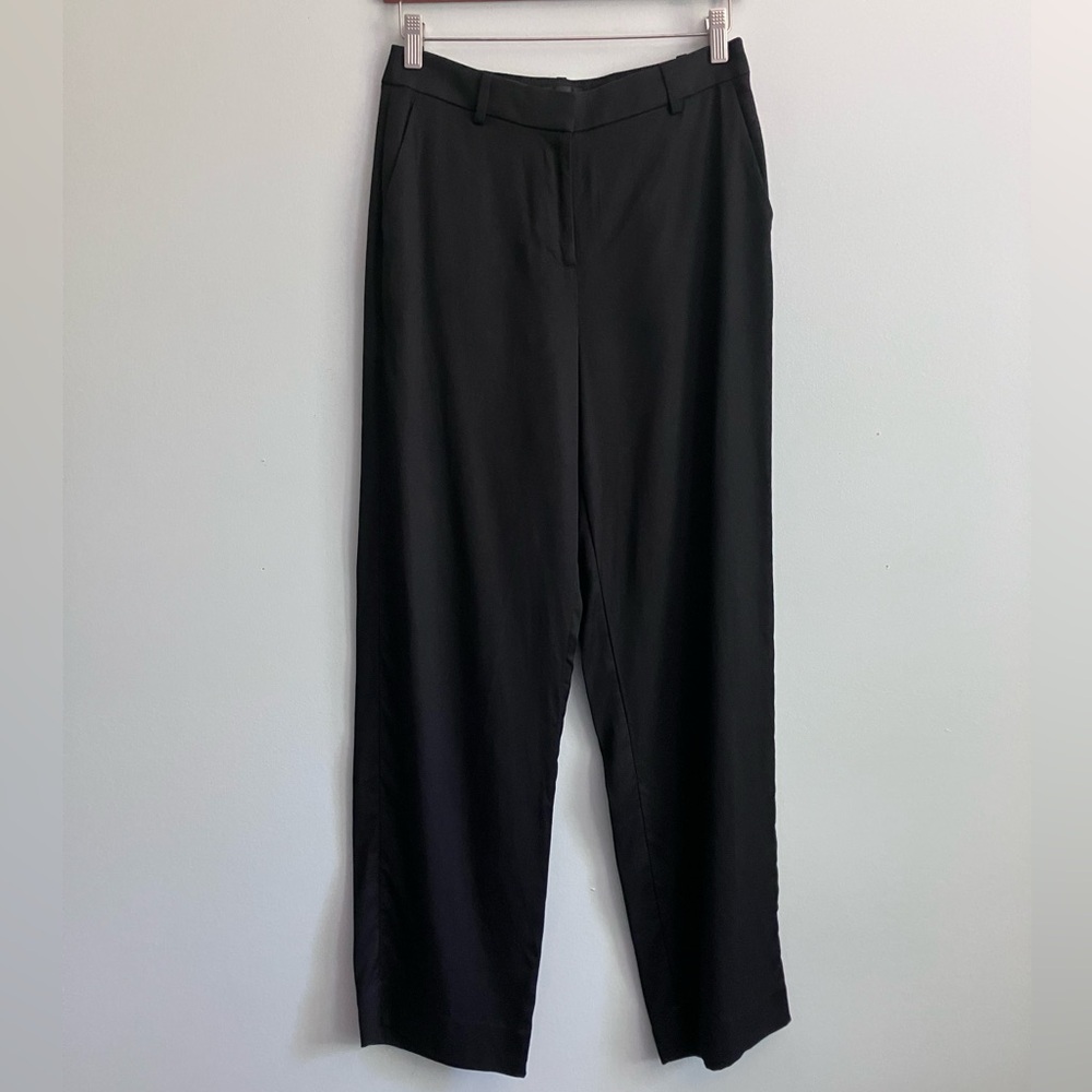 J. CREW Black High Rise Flat Front Straight Leg Slacks Size 2